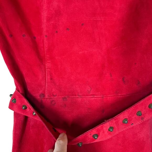 (Flawed) Karina Grimaldi Angelina Suede Mini Dress in Ruby NWT Small - Picture 12 of 14